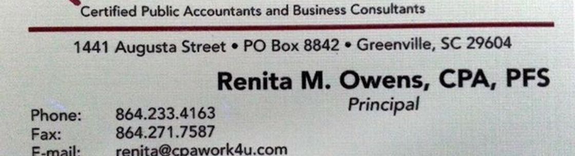 Owens Renita M CPA, Greenville SC