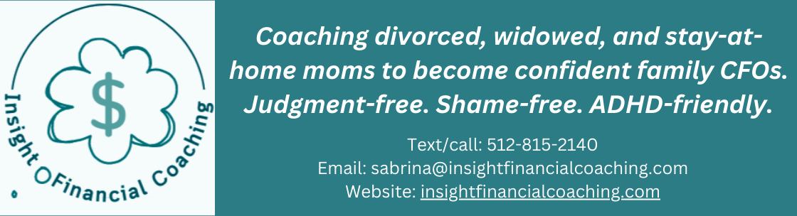 Financial Coaching for Midlife Women by Sabrina Alton | Local Business Person of the Year | Insight Financial Coaching, LLC, Lakeway TX