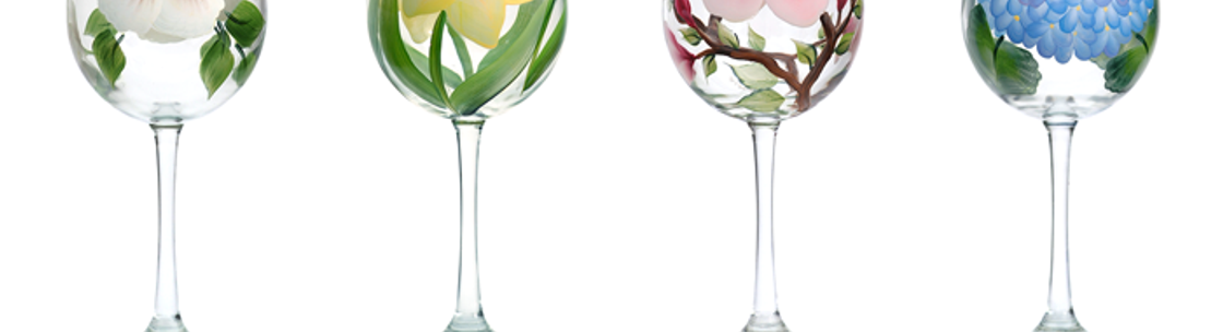 Pink & Cream Tulips hand-painted wine glass – Wineflowers