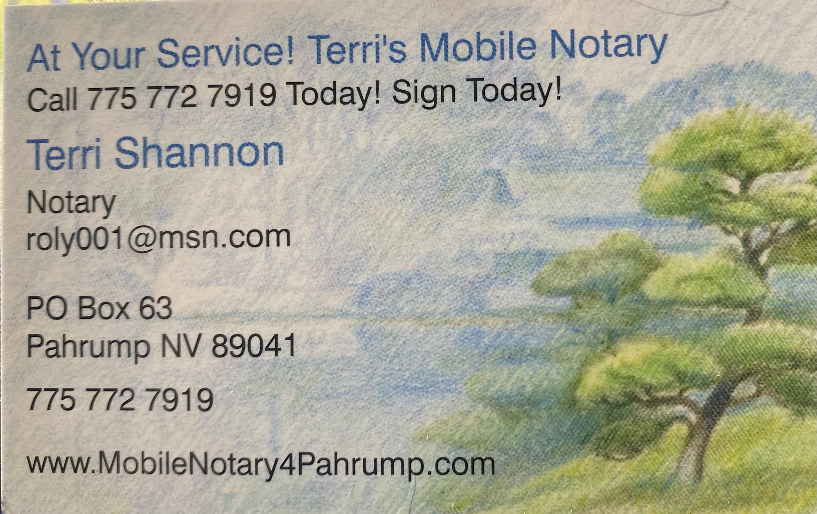 At Your Service! Terri's Mobile Notary, Pahrump NV