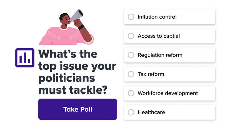 poll question on issues politicians should tackle including inflation