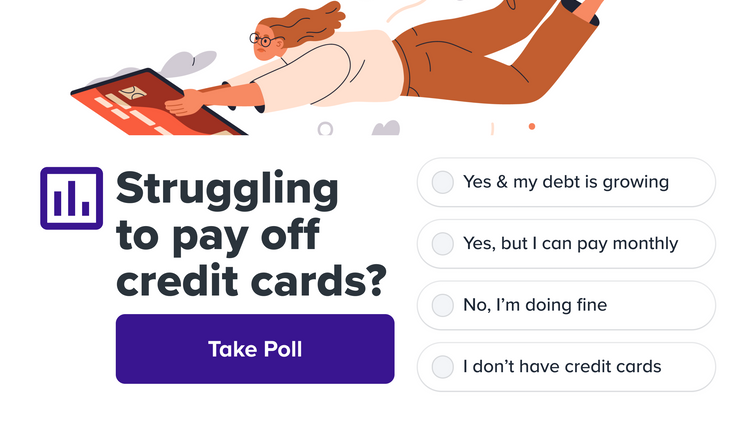 image of first question for May 2024 economic poll, this time about credit card debt