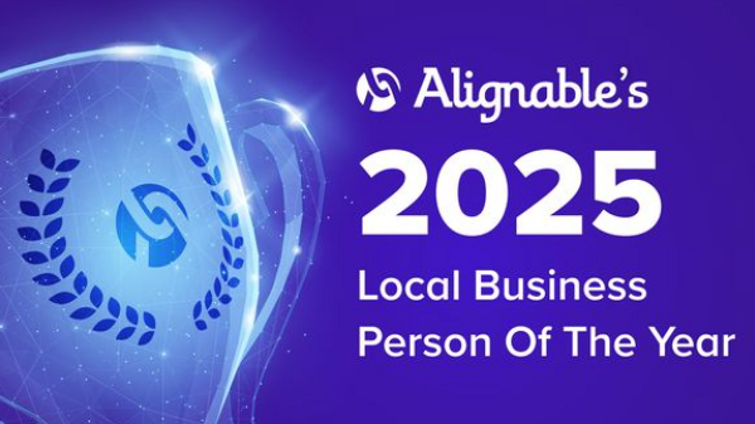 promo for Alignable's local business person of the year contest 2025