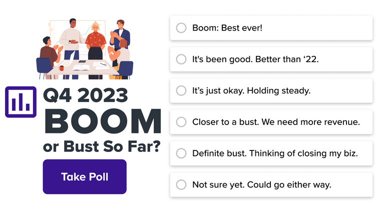 promo of first question in Alignable's November pulse poll on the economy and Q4 small business success