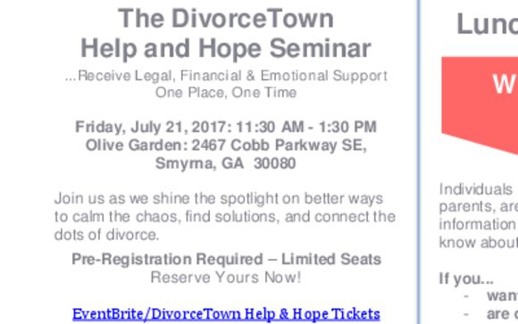 The Divorcetown Help Hope Seminar By Divorce Money Matters