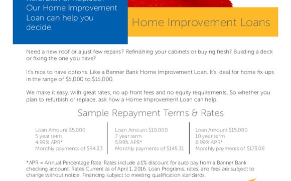 Home Improvement Loans By Banner Bank In Vancouver Wa Alignable