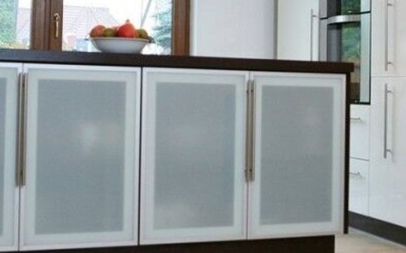 Glass and aluminum store kitchen cabinets