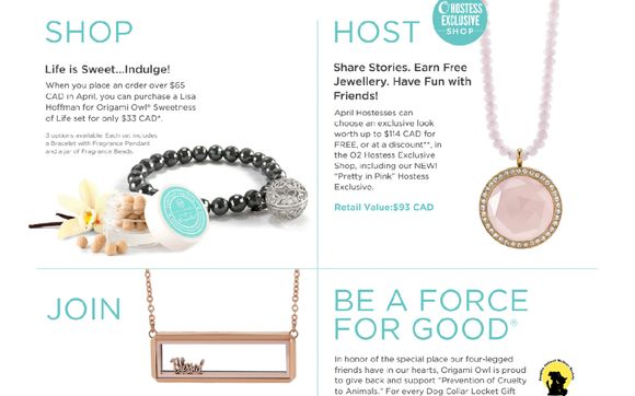 April Hostshopjoin Exclusives By Origami Owl In Caroline