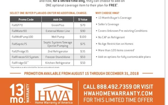 Hwa Fall Promotion By Home Warranty Of