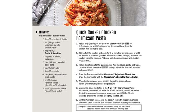 Recipes for pampered chef quick cooker hot sale