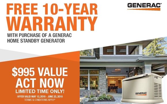 Generac Promo - Free 10 yr Warranty with Purchase by Earl Weaver ...