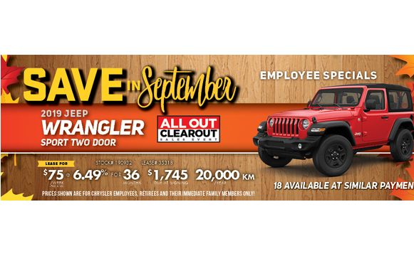 Save In September 2019 Jeep Wrangler Sport By Provincial Chrysler