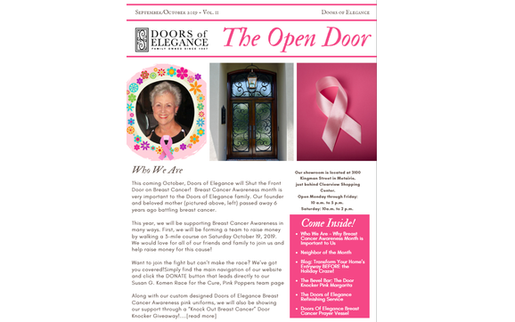 The Open Door Newsletter Breast Cancer Awareness Edition By Doors