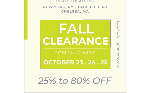 Fall Clearance Sale with Vasesource Inc