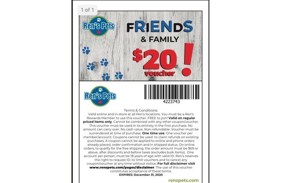 Family and friends coupon by Ren s Pets Mississauga in Mississauga