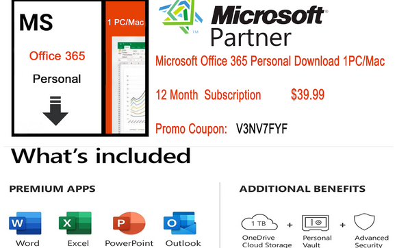 Microsoft Office 365 Personal 32bit/x64 12 Month