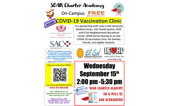 Vaccination Clinic by SOAR Charter Academy in San Bernardino, CA