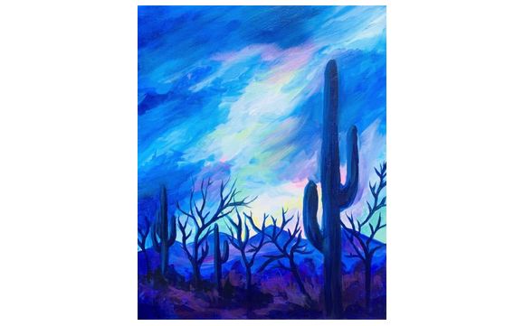 Van Gogh Vino Sip And Paint Winter Desert By Creative Color Art Studios