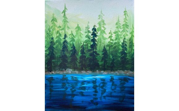 Van Gogh Vino Sip And Paint Misty Pines By Creative Color Art Studios