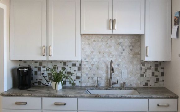 Full Wall Splash in Geometric Shapes by French Creek Designs Kitchen ...