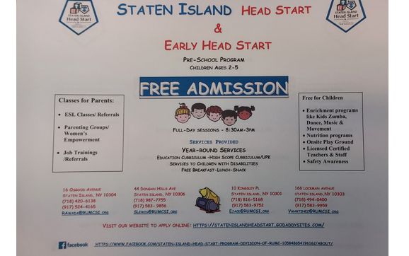 Early Education Program for 2 - 5 years old with Staten Island Head Start (Osgood)