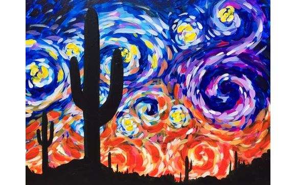 VAN GOGH VINO Sip & Paint - Starry Night Desert by Creative Color Art ...