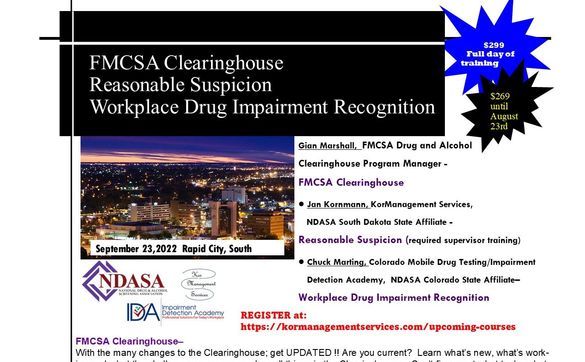 FMCSA Clearinghouse, Supervisor Reasonable Suspicion, Workplace Drug Impairment Recognition by ...