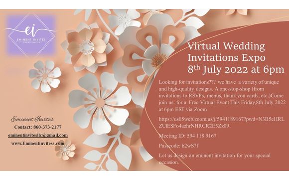 Virtual Wedding Invitations Expo Via ZOOM by Eminent invites in Vernon ...