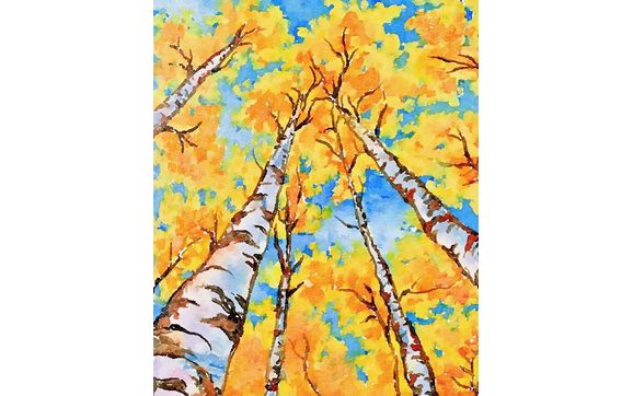 Wine And Watercolor Golden Aspens By Creative Color Art Studios In