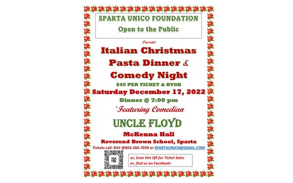Italian Christmas Pasta Dinner & Comedy Night by Sparta UNICO in Sparta