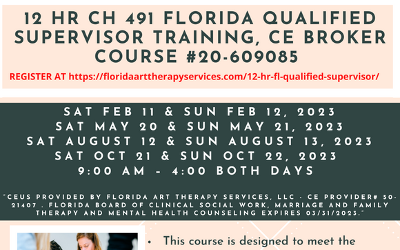 12 Hr CH 491 Florida Qualified Supervisor Training CE Broker Course   EyJidWNrZXQiOiJhbGlnbmFibGV3ZWItcHJvZHVjdGlvbiIsImtleSI6ImV2ZW50cy9waWN0dXJlcy9vcmlnaW5hbC8xMzE5ODIxLzIwMjMgU3VwZXJ2aXNpb24gQ291cnNlIEZseWVyLnBuZyIsImVkaXRzIjp7ImV4dHJhY3QiOnsibGVmdCI6MTMsInRvcCI6MTksIndpZHRoIjoxMjc1LCJoZWlnaHQiOjc5N30sInJlc2l6ZSI6eyJ3aWR0aCI6NTgwLCJoZWlnaHQiOjM2Mn0sImV4dGVuZCI6eyJ0b3AiOjAsImJvdHRvbSI6MCwibGVmdCI6MCwicmlnaHQiOjAsImJhY2tncm91bmQiOnsiciI6MjU1LCJnIjoyNTUsImIiOjI1NSwiYWxwaGEiOjF9fX19