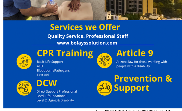 CPR training by BOLAY'S SOLUTION TRAINING CENTER in Phoenix, AZ - Alignable
