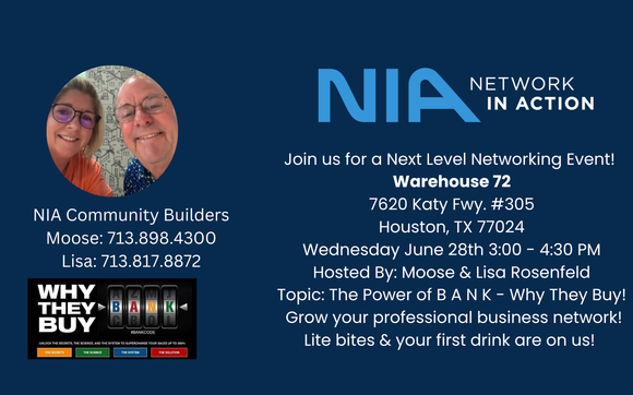 NIA Next Level Networking Event by Network In Action SW Houston in ...