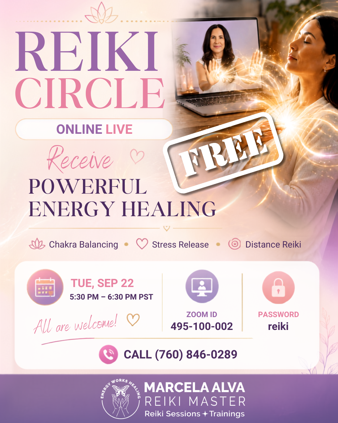 FREE ONLINE LIVE Reiki Circle with Energy Works Healing