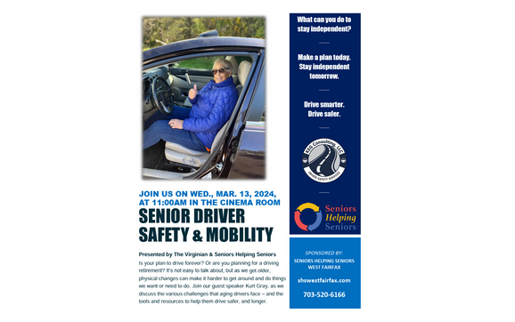 Senior Driver Safety & Mobility by Seniors Helping Seniors West Fairfax ...