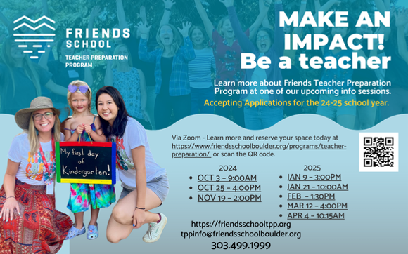 Friends Teacher Prep Program Info Session 10/3 with Friends School