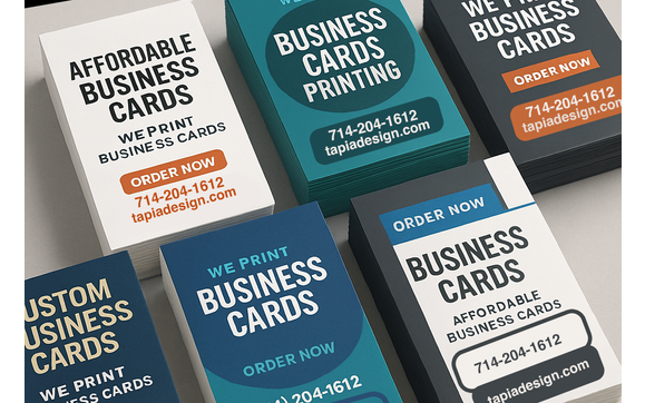 Affordable Business Cards Printing here in Anaheim CA 92802 92804 with Tapia Design - Printing & Logo Design Services-Banners-Displays-Signs printing in Anaheim, California