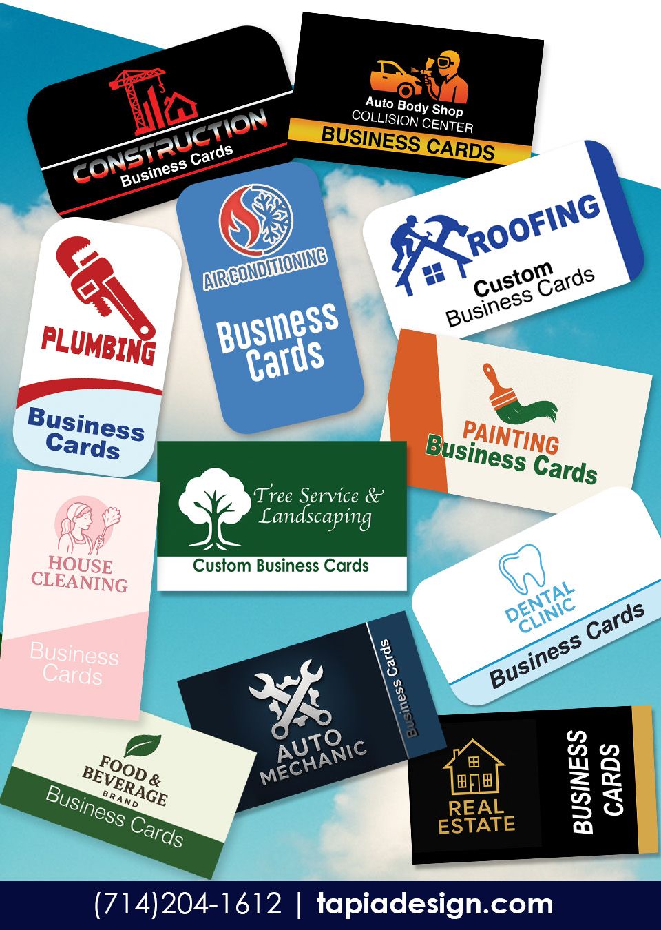 Custom Business Cards Printing Business Cards Print Shop in Anaheim CA with Tapia Design - Printing & Logo Design Services-Banners-Displays-Signs printing in Anaheim, California