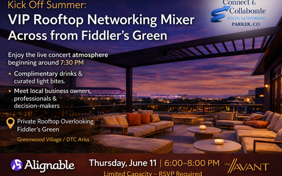 Kick Off Summer: VIP Rooftop Networking Mixer Across from Fiddler’s Green with Innovate Ai Systems: Want 10+ Hours Back Every Week? AI + Human Potential Tools to Grow Faster Without Burnout.