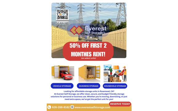 📦 Move-In Special! 50% OFF 2 Months’ Rent – Everest Self-Storage Rosemead 📦 with Everest Self Storage - Rosemead