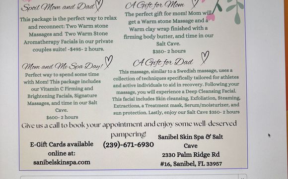 Hello Spring Spa Specials 🌷🌷🌷 with Sanibel Skin Spa