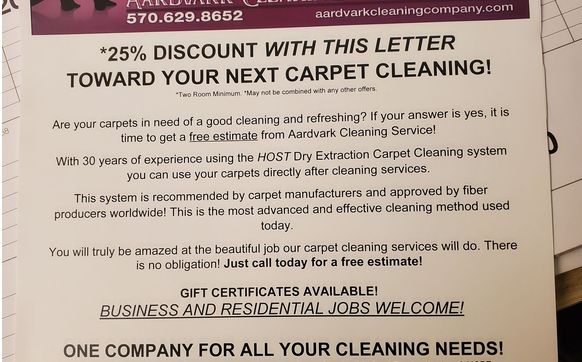 Limited time  with Aardvark Cleaning Co