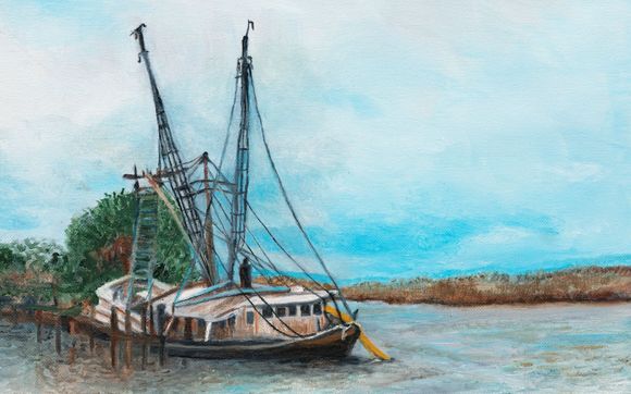 SHRIMP BOAT Oil Painting! with "All Painting Art With Style", also as KLK Lighting Design, LLC