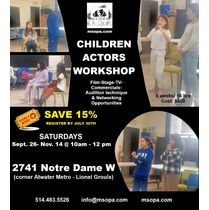 CHILDREN & TEEN ACTORS WORKSHOP SAVE 15% with MSOPA