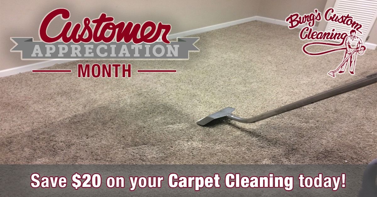 $20 OFF Carpet Cleaning with Burg's Custom Cleaning