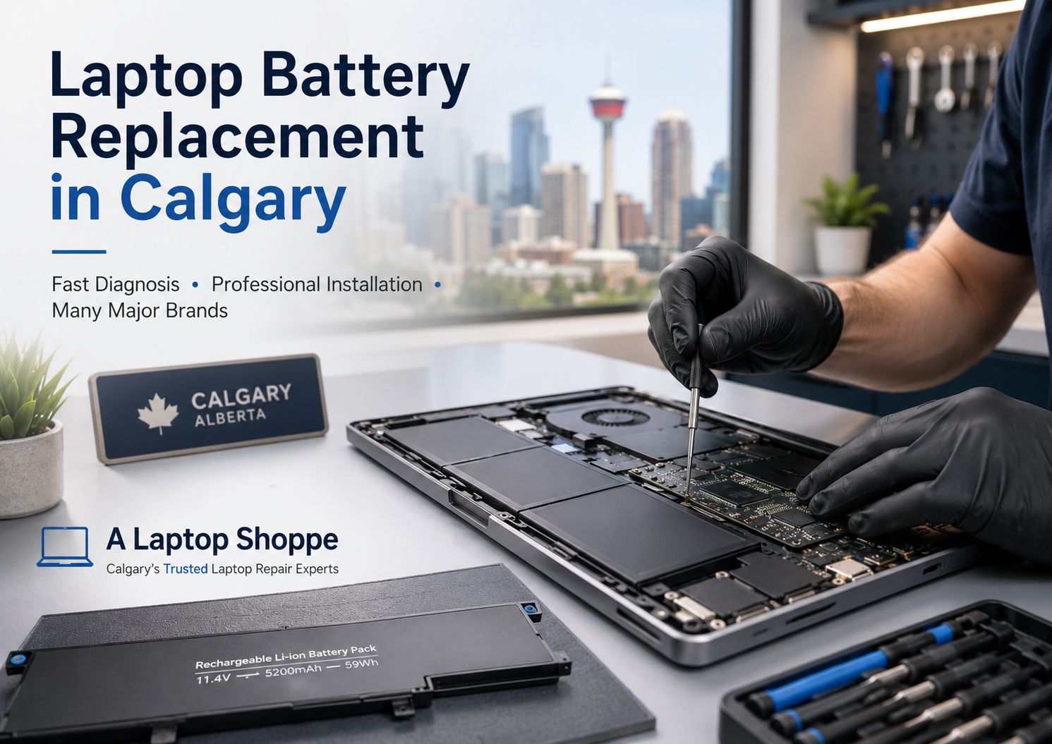 Laptop Battery Replacement in Calgary with A Laptop Repair Shoppe Calgary