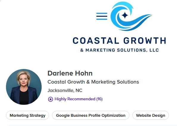 This week, I’m proud to highlight Darlene Hohn of Coastal Growth & Marketing Solutions. with changing lives!