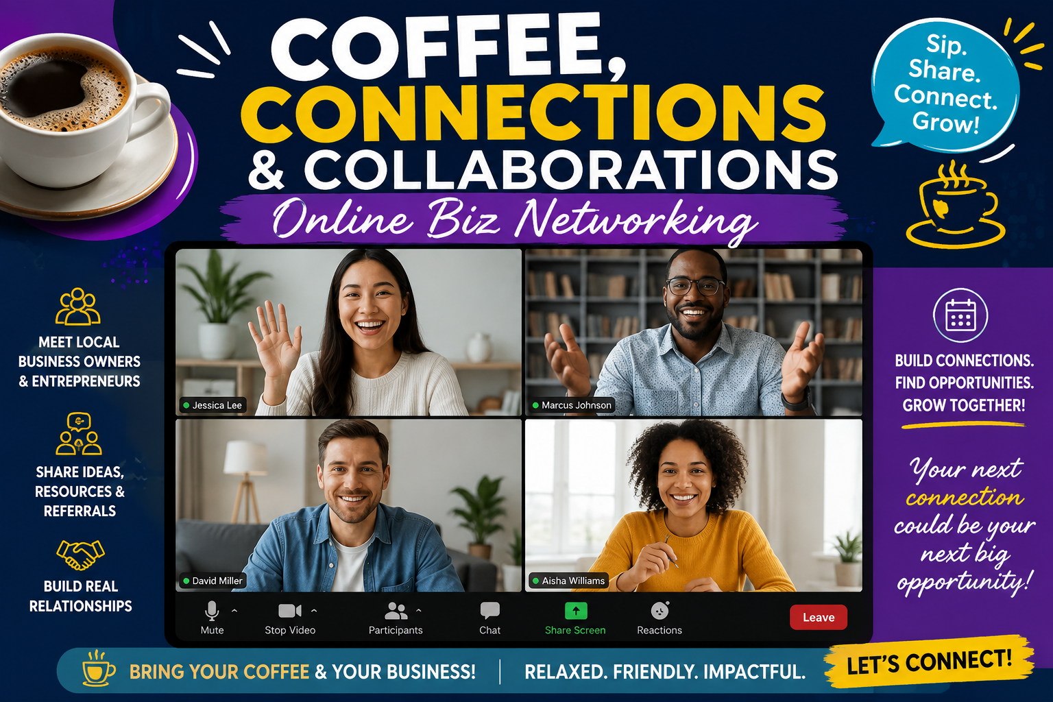 Coffee, Connections & Collaborations – Online Biz Networking with Baxter Professional Services LLC