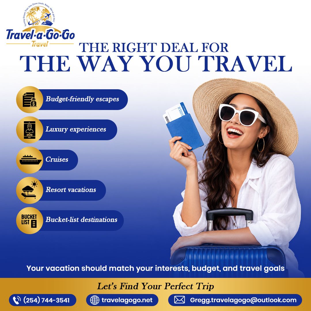 Don't guess. Let's plan it right. The adventure needs to fit you.  with Travel-a-Go-Go Travel LLC