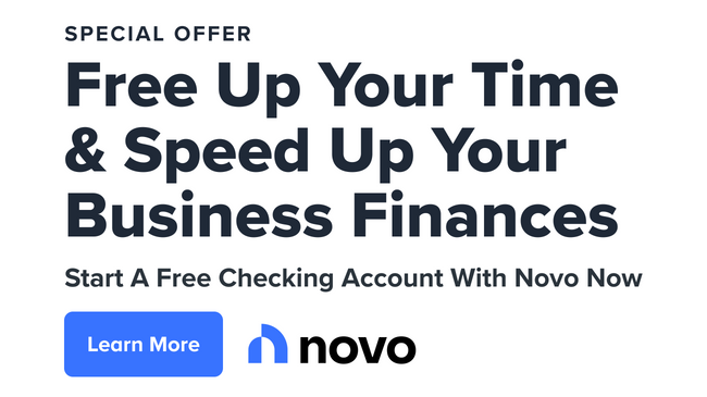 novo special deal for a free, online checking account designed for small business owners